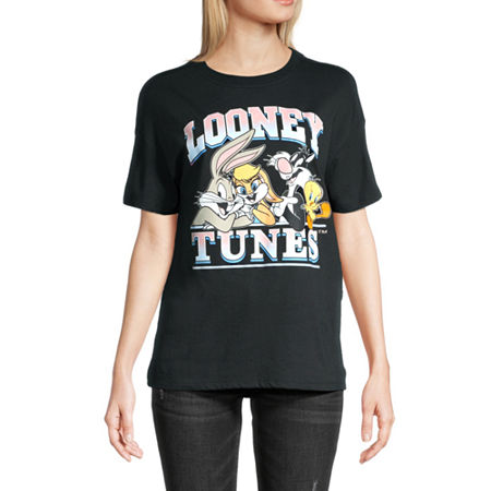  Juniors Looney Tunes Womens Crew Neck Short Sleeve Warner Bros Boyfriend Graphic T-Shirt