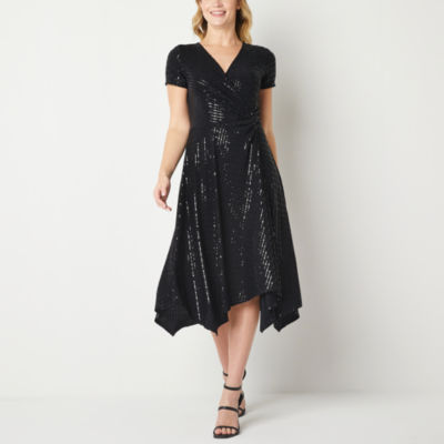 Perceptions short sleeve floral lace fit & hot sale flare dress