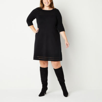 Jessica Howard Plus 3/4 Sleeve Sweater Dress