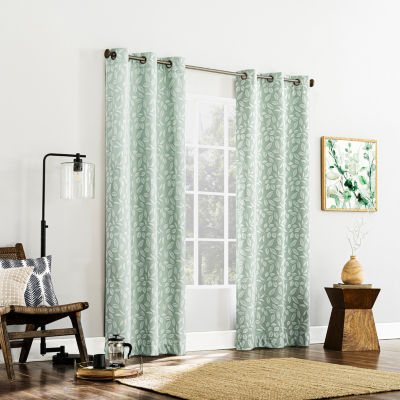 Sun Zero Satti Grommet Top 100% Blackout Single Curtain Panel