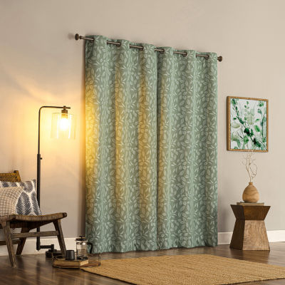 Sun Zero Satti Grommet Top 100% Blackout Single Curtain Panel