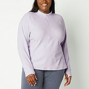  Womens Plus Size Half Zip Pullover Long Sleeve