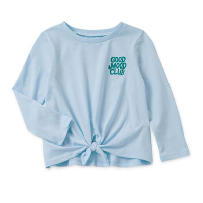 Okie Dokie Toddler & Little Girls U Neck Long Sleeve Graphic T-Shirt