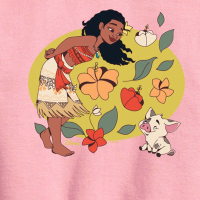 Disney Collection Little & Big Girls Moana 2 Maui Crew Neck Long Sleeve Sweatshirt