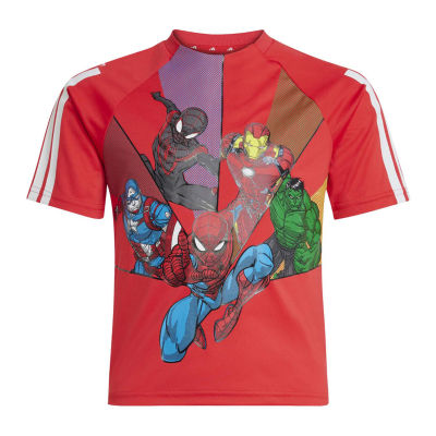 adidas x Disney Toddler & Little Boys Crew Neck Short Sleeve Loose Fit Avengers Graphic T-Shirt