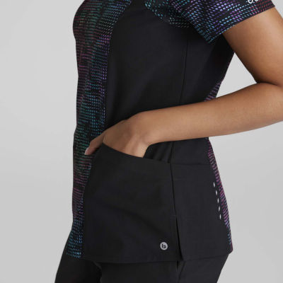 Barco One 5107 Thrive 4-Pocket Print Womens Plus Tall V Neck Short Sleeve Moisture Wicking Scrub Top