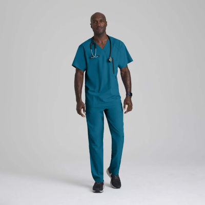 Barco One 0115 Amplify 5-Pocket Mens V Neck Tag Free Stretch Fabric Moisture Wicking Short Sleeve Scrub Top