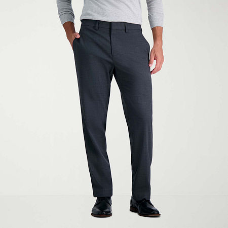 Haggar JMH Tailored Windowpane Mens Windowpane Classic Fit Flat Front Suit Pant, 34 30, Black