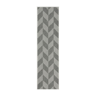 Nicole Miller Country Calla Herringbone Washable 1'9" X 7'2" Outdoor Rectangular Runner