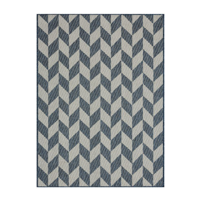 Nicole Miller Country Calla Herringbone Washable Outdoor Rectangular Area Rug