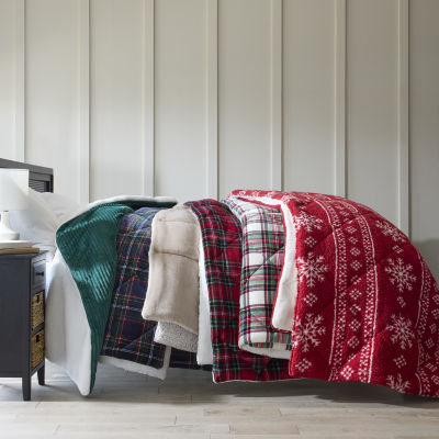 North Pole Trading Co. Ribbed Faux Mink To Sherpa Reversible Comforter