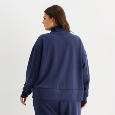 Stylus Womens Plus Funnel Neck Long Sleeve Sweatshirt