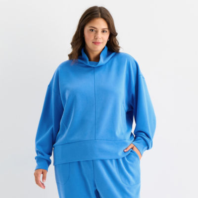 Stylus Womens Plus Funnel Neck Long Sleeve Sweatshirt