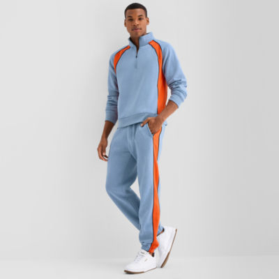 Xersion Cotton Fleece Blend Mens Long Sleeve Active Quarter-Zip Pullover