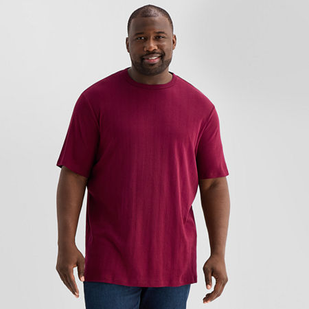 Shaquille O'neal Xlg Ribbed Dropneedle Mens Crew Neck Short Sleeve Big And Tall T-shirt In Red