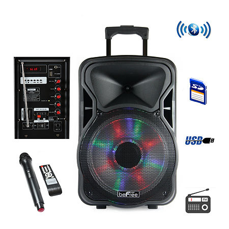 beFree Sound 15 Inch Bluetooth Rechargeable Party Speaker With Illuminating Lights, One Size, Black -  69107830018