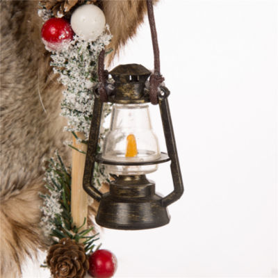 Glitzhome 18" Faux Brown Fur Santa Figurine