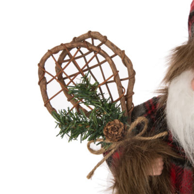 Glitzhome 12" Plaid Santa Figurine