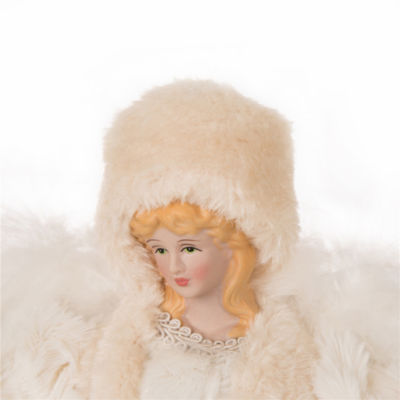 Glitzhome 12" Faux Fur Angel Tree Topper