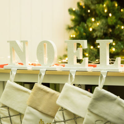 Glitzhome 5.91" NOEL Stocking Holder Set