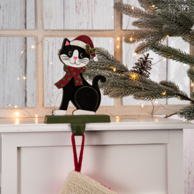 7.50" Wood and Metal Cat Stocking Holder