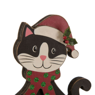 7.50" Wood and Metal Cat Stocking Holder