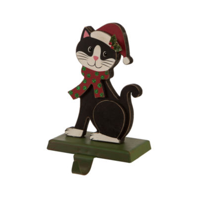 7.50" Wood and Metal Cat Stocking Holder