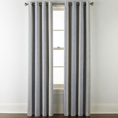 JCPenney Home Sullivan Stripe Blackout Grommet Top Curtain Panel