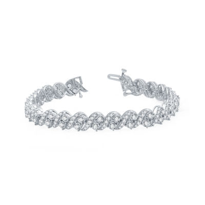 (H-I / I1) Womens 5 CT. T.W. Lab Grown White Diamond 10K White Gold 7.5 Inch Tennis Bracelet