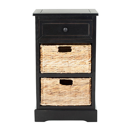 Carie 3-Drawer Storage End Table, One Size, Black