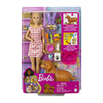 Barbie Doll & Newborn Pups Playset With Dog & 3 Puppies