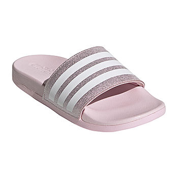 adidas Little Big Girls Adilette Comfort Slide Sandals, Color: Pink White - JCPenney
