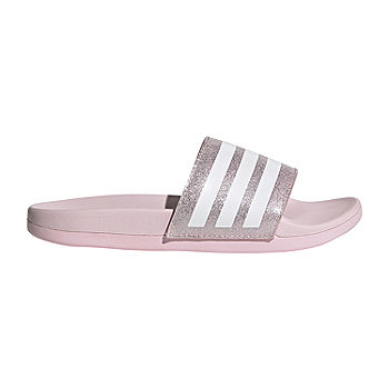adidas Little & Big Girls Adilette Comfort Slide Sandals, Color: Pink White JCPenney
