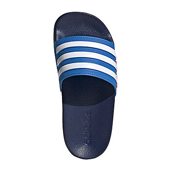 adidas Little JCPenney Boys Sandals, Shower White Big Dark Blue & Slide - Color: Adilette