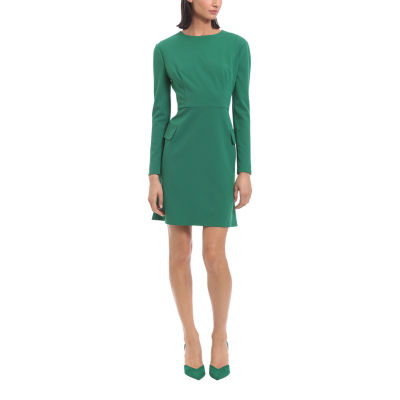 Clover And Sloane Womens Long Sleeve Sheath Dress