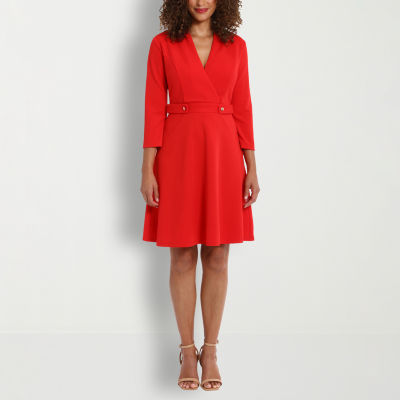 Clover And Sloane 3/4 Sleeve Fit + Flare Dress