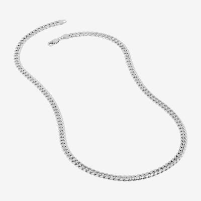 Made in Italy 10K White Gold 14K White Gold 22 Inch Hollow Curb Chain Necklace