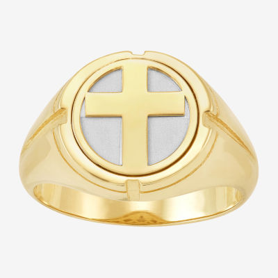 Mens 10K Gold Cross Fashion Ring