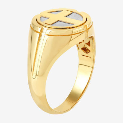 Mens 10K Gold Cross Fashion Ring