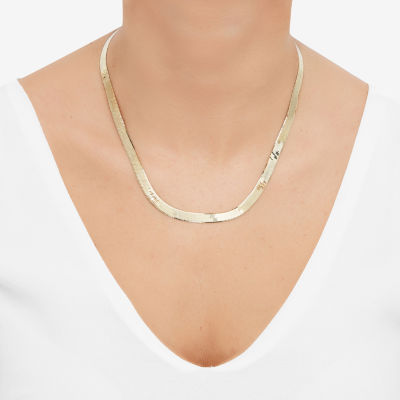 Made in Italy 14K Gold 18 Inch Solid Herringbone Chain Necklace