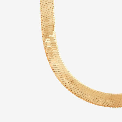 Made in Italy 14K Gold Inch Solid Herringbone Chain Necklace