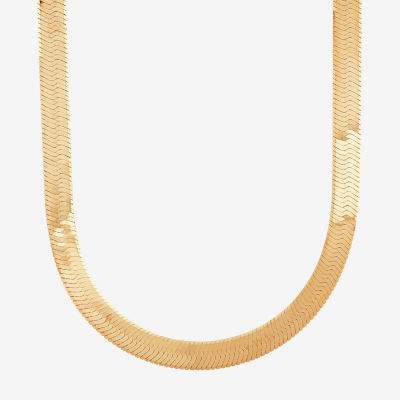 Made in Italy 14K Gold Inch Solid Herringbone Chain Necklace