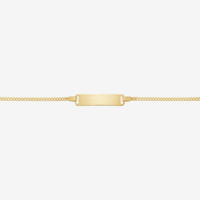 14K Gold 5 1/2 Inch Solid Curb Id Bracelet