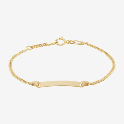 14K Gold 5 1/2 Inch Solid Curb Id Bracelet