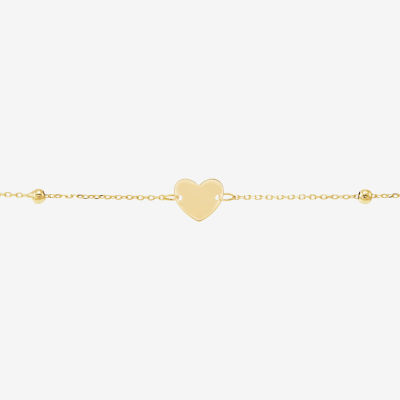 14K Gold Heart Charm Bracelet