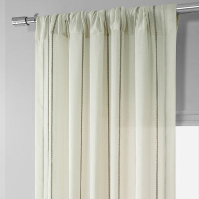 Exclusive Fabrics & Furnishing Aruba Striped Linen Sheer Rod Pocket Single Curtain Panel