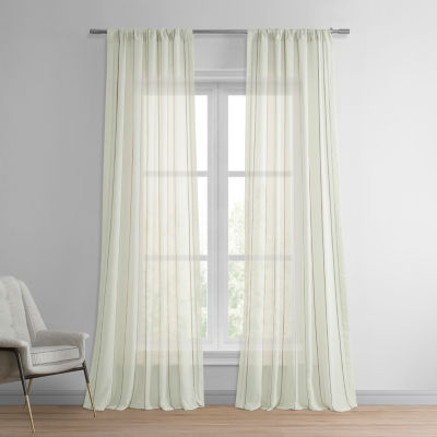Exclusive Fabrics & Furnishing Aruba Striped Linen Sheer Rod Pocket Single Curtain Panel