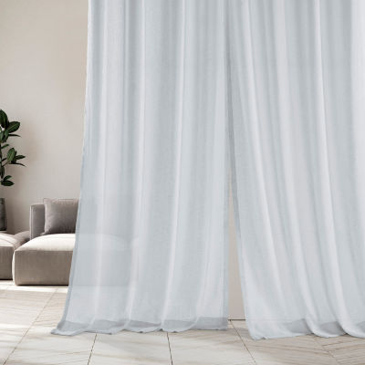 Exclusive Fabrics & Furnishing Solid Faux Linen Rod Pocket Sheer Single Curtain Panel