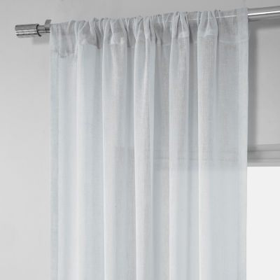 Exclusive Fabrics & Furnishing Solid Faux Linen Rod Pocket Sheer Single Curtain Panel