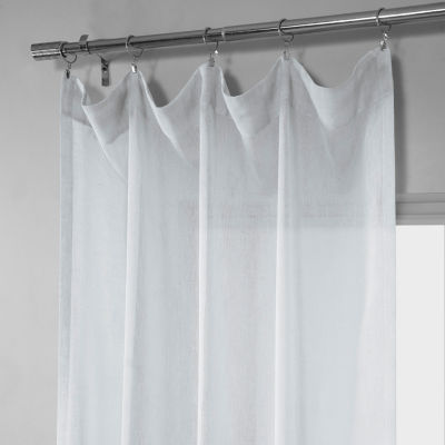 Exclusive Fabrics & Furnishing Solid Faux Linen Rod Pocket Sheer Single Curtain Panel